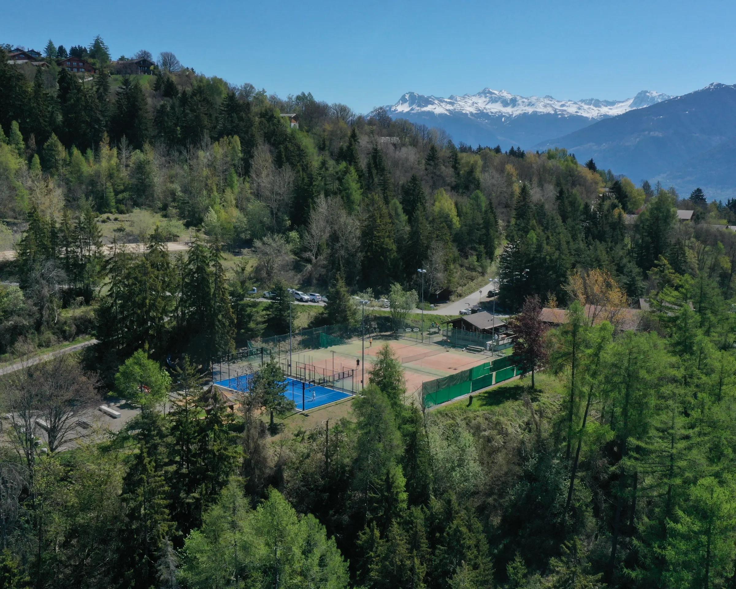 Tennis court aerial view